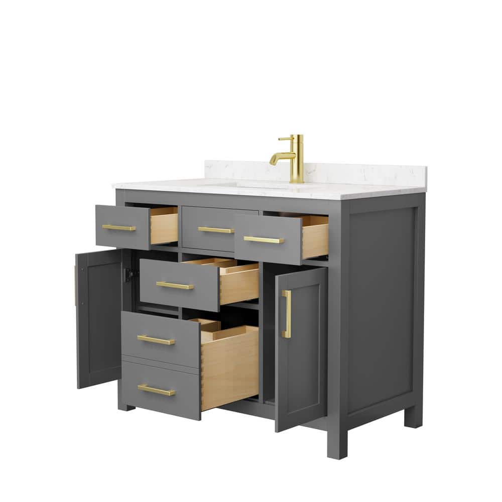 Beckett 42" Dark Gray Freestanding Vanity with Carrara Marble Top