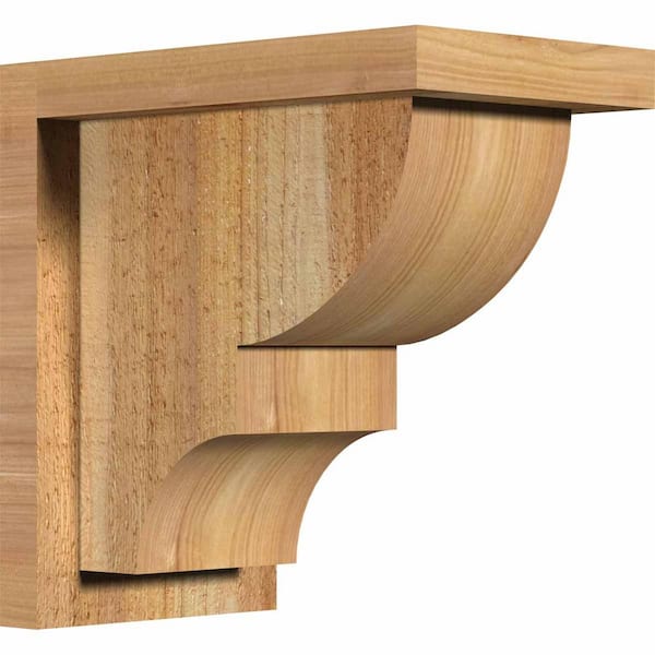 Ekena Millwork 6 in. x 10 in. x 10 in. Western Red Cedar Ridgewood Rough Sawn Corbel with Backplate