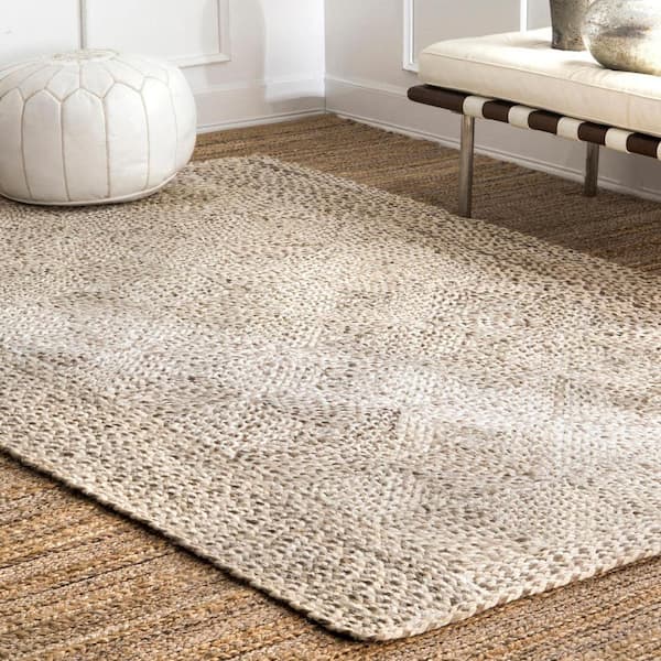 Yvette Trellis Jute Natural 9 ft. x 12 ft. Area Rug