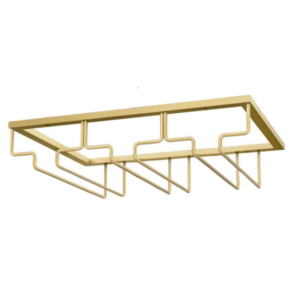 Gold Metal Wine Glass Rack Organizer-Under Cabinet with 3 Row for Cabinet K