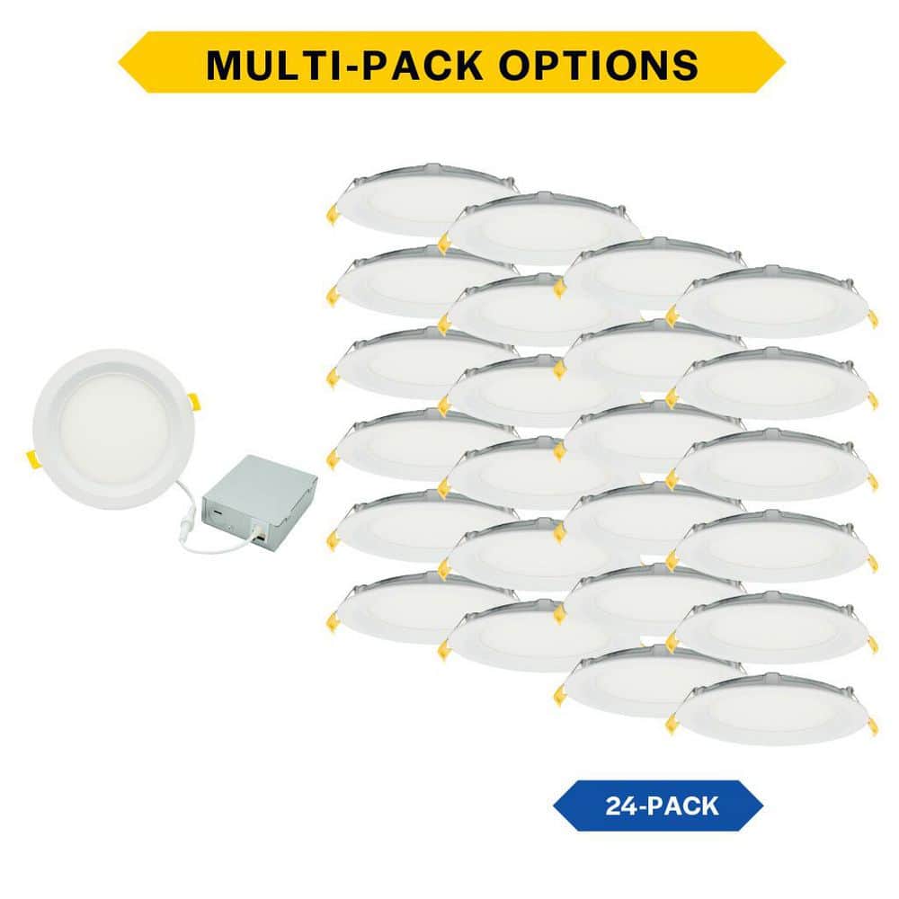 6 in. Selectable CCT Ultra-Slim Direct Fit Canless Integrated LED Recessed Light Trim for Round Wet Loc 24-Pack price history on PriceWatchPro