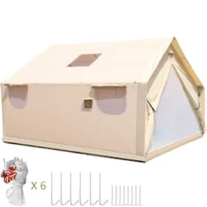 10 ft. x 12 ft. 6 to 8-People Canvas Wall Tent Wall Tent with PVC Storm Flap Waterproof Camping Canvas Tent w/Stove Hole