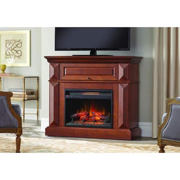 Home Decorators Collection Coleridge 42 in. Mantel Console Infrared Electric Fireplace in Medium Cherry in 36 in. H