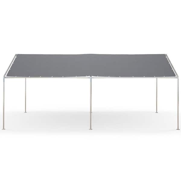 Unbranded 19.5 ft. W x 9.75 ft. D x 8.5 ft. H Gray Roof Carport, Garage: with Durable Steel Frame, Open Design and UV Protection