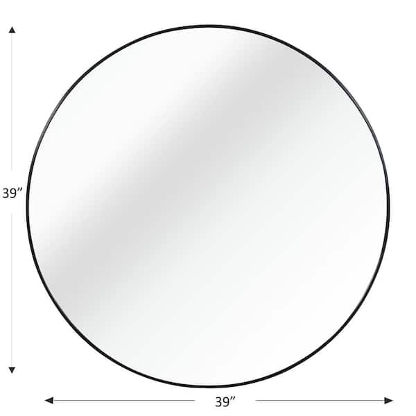 39 in. W x 39 in. H Black Round Mirror Vanity Mirror with Metal Frame for Bathroom Bedroom Entry