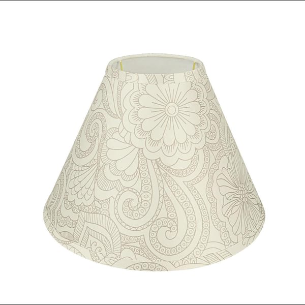 Aspen Creative Corporation 13 In X 9 5 White And Grey Fl Print Design Hardback Empire Lamp Shade 58941 Design Hardback Empire Lamp Shade, Urbanest Chandelier Lamp Shades Home Depot