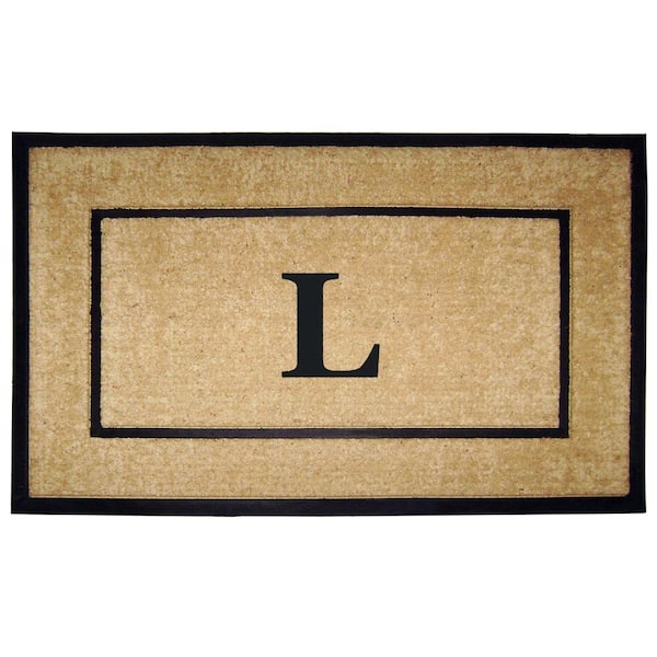 Nedia Home Coir with Rubber Frame Door Mat Single Picture Frame, Monogram L - 30 in. x 48 in.