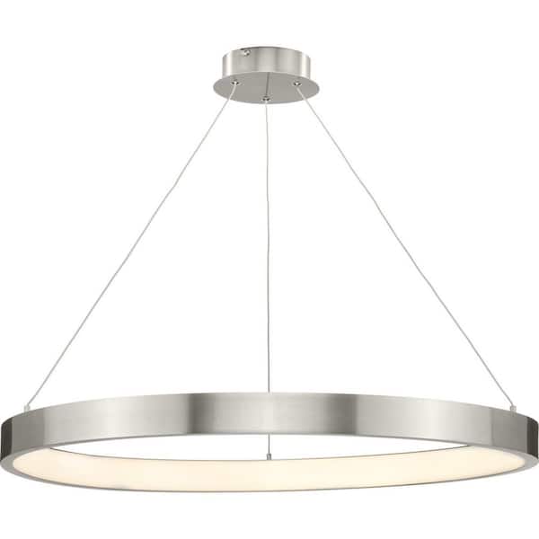 Inverse 35-Watt Integrated LED Brushed Nickel Modern Pendant with Shade for Dining and Kitchen