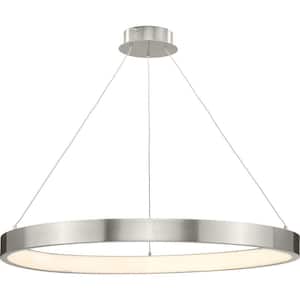 Inverse 35-Watt Integrated LED Brushed Nickel Modern Pendant with Shade for Dining and Kitchen