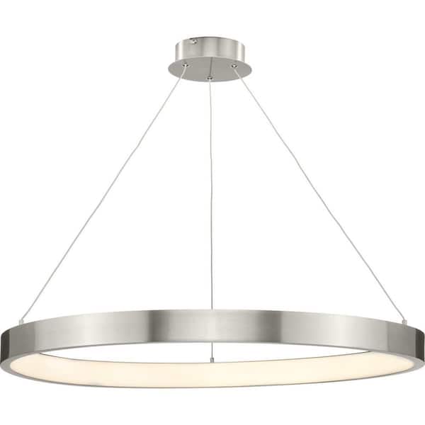 Progress Lighting Inverse 35-Watt Integrated LED Brushed Nickel Modern Pendant with Shade for Dining and Kitchen