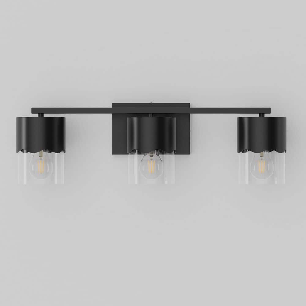 Austin 24 in. Modern 3-Light Spray Paint Black Vanity Light with Clear Glass Shades price history on PriceWatchPro