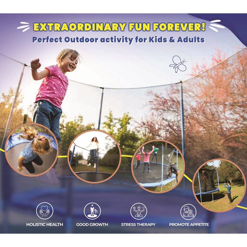 15 ft Black Round Trampoline with Enclosure Set