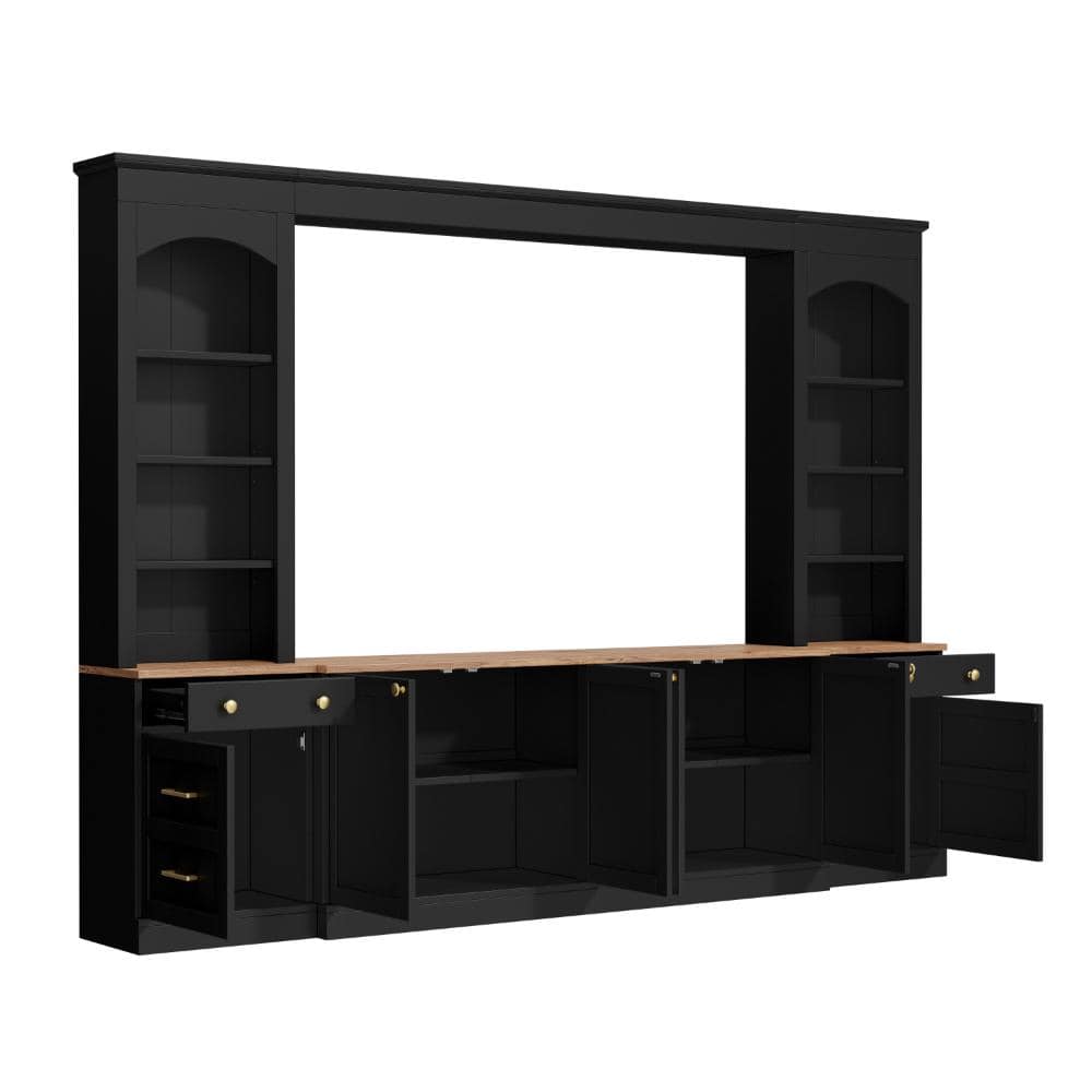 Black TV Stand Fits TV's up to 70 in. with Drawers, Storage Cabinets, Open Shelves price history on PriceWatchPro