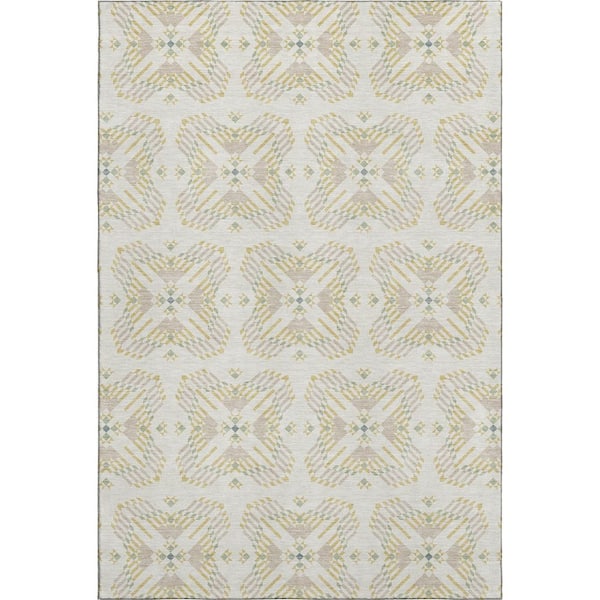 Mayfield Premium Machine Washable Abstract AMF2563 Ivory 10 ft. x 14 ft. Area Rug