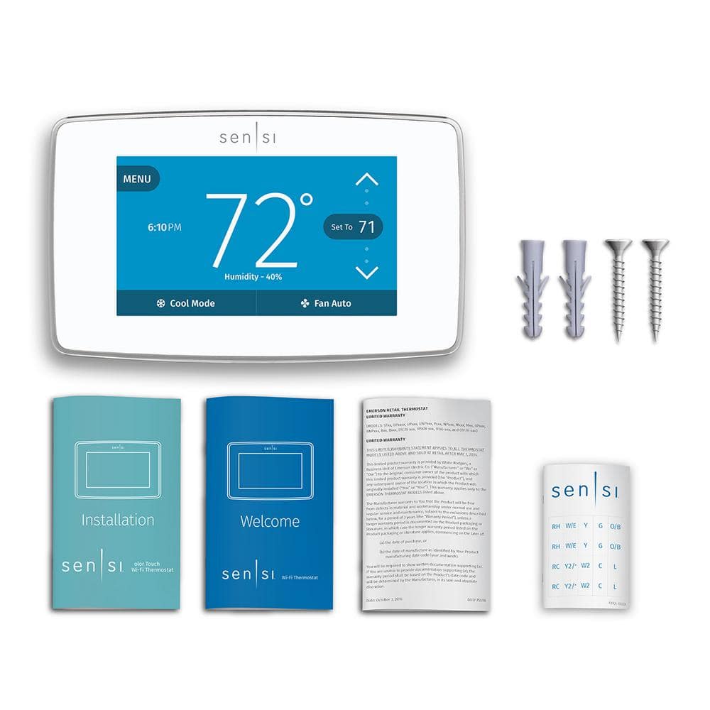White Wi-Fi Smart Thermostat with Touchscreen Display