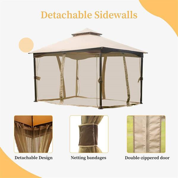 tooo♡　10 Outsunny 10' x 12' Double-Tier Gazebo Cover, Patio Gazebo