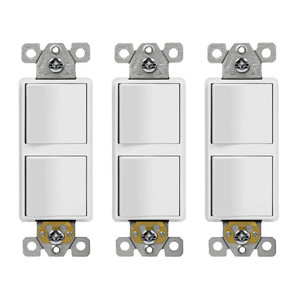 ENERLITES 15A 120V-277VAC Double Paddle Rocker Decorator Light Switch ...