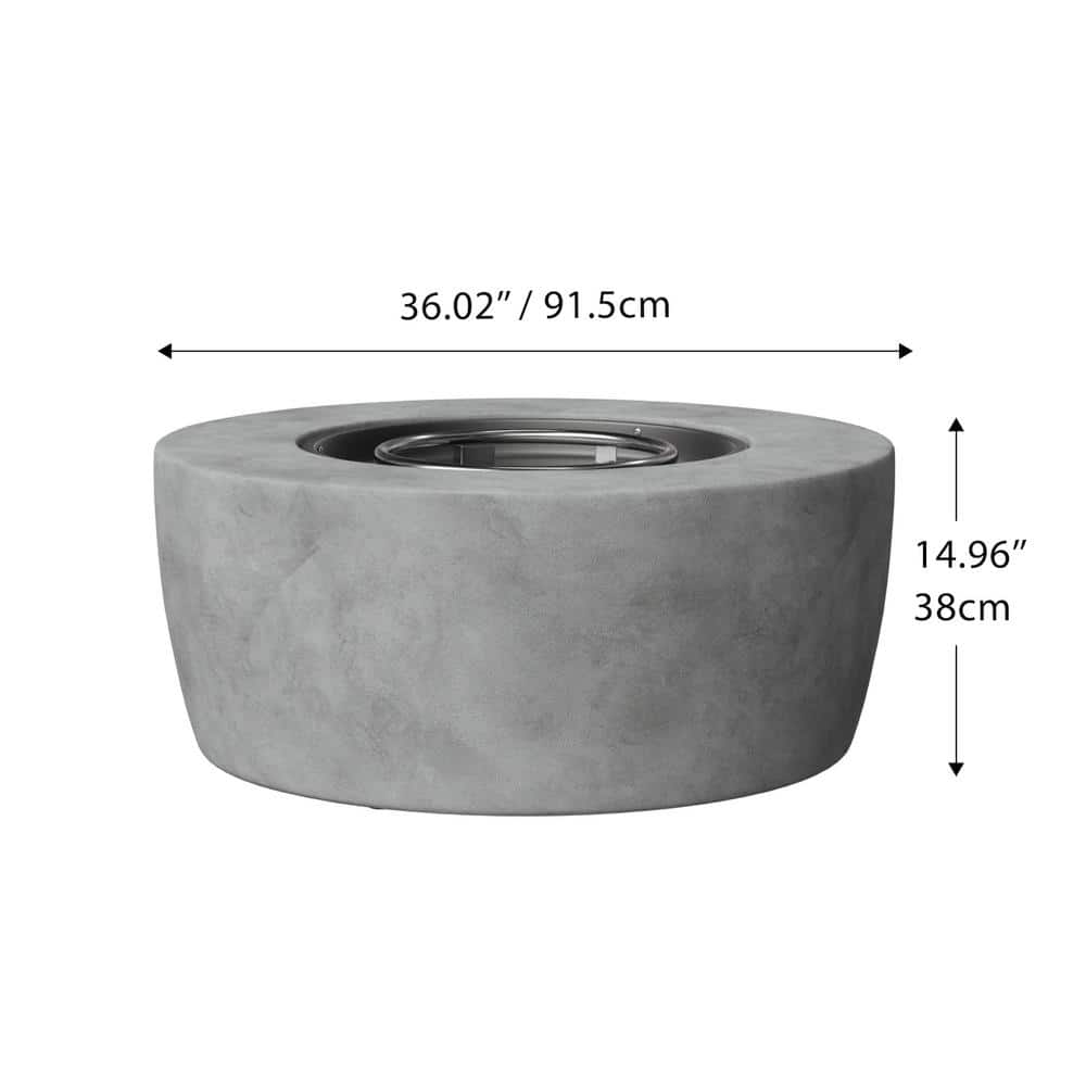 Gray 36" Round Concrete Propane Gas Fire Pit