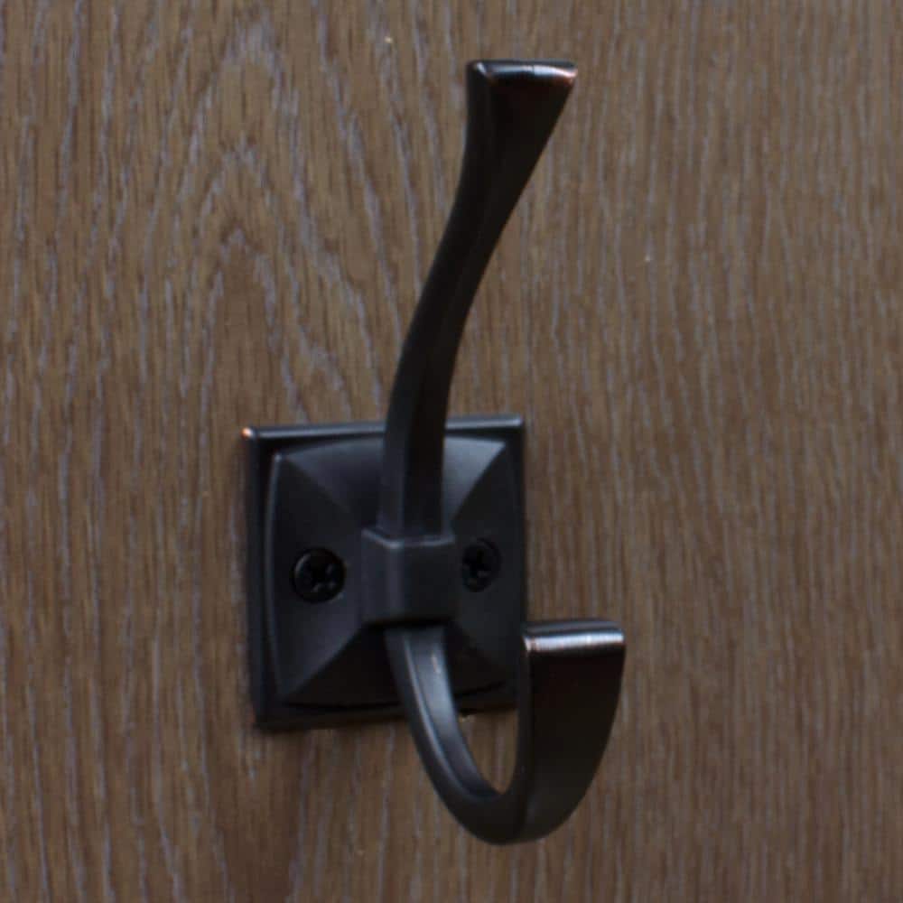 Oil Rubbed Bronze Decorative Double-Prong Wall Hook Set