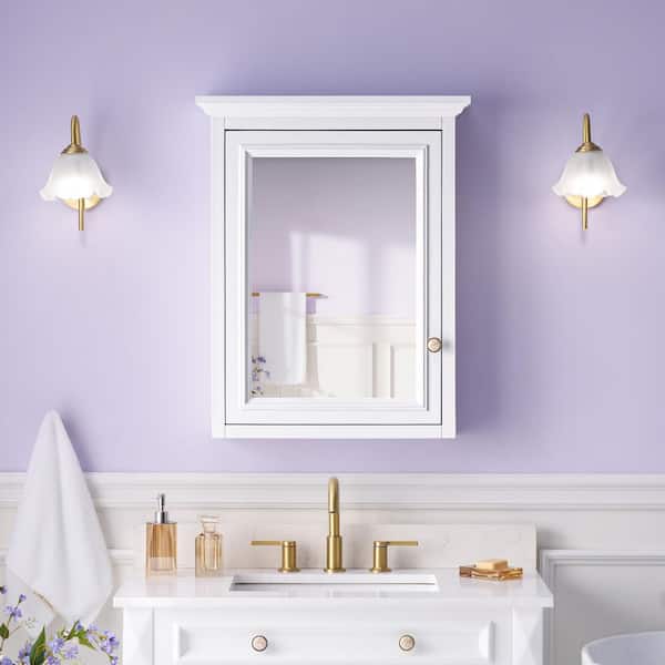 Harmony 24 in. W x 30 in. H Rectangular Solid Wood Surface Mount Medicine Cabinet with Mirror