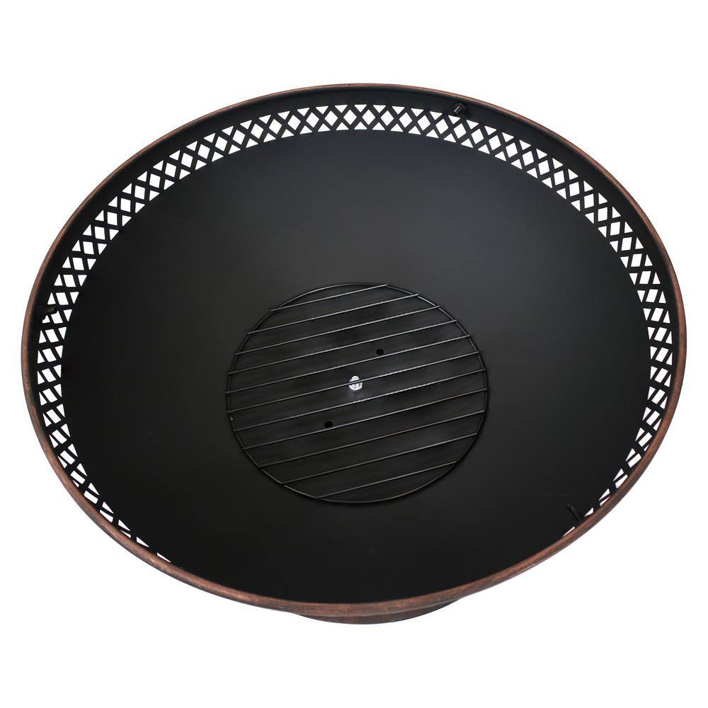 25-Inch Black Steel Wood Burning Fire Pit with Spark Screen