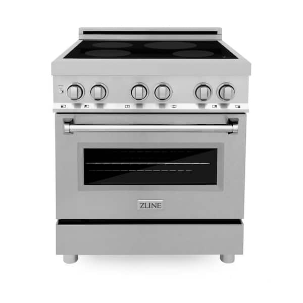ZLINE Kitchen and Bath 30 in. Freestanding Electric Range 4 Element Induction Cooktop in Fingerprint Resistant Stainless Steel