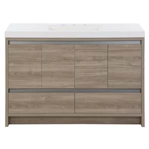 Oakes 49 in. W x 19 in. D x 34 in. H Single Sink Freestanding Bath Vanity in Forest Elm with White Cultured Marble Top