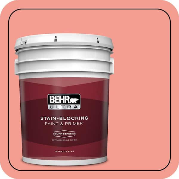BEHR ULTRA 5 gal. #170B-4 Cool Melon Extra Durable Flat Interior Paint & Primer