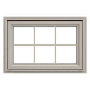 35.5 in. x 23.5 in. V-4500 Series Desert Sand Vinyl Awning Window with Colonial Grids/Grilles