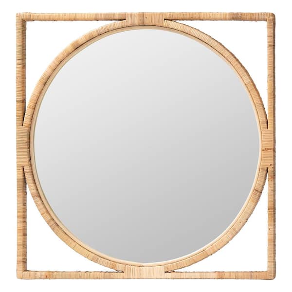 bali & pari Bayan 34.3 in. W. x 34.3 in. H Square Natural Rattan Mirror