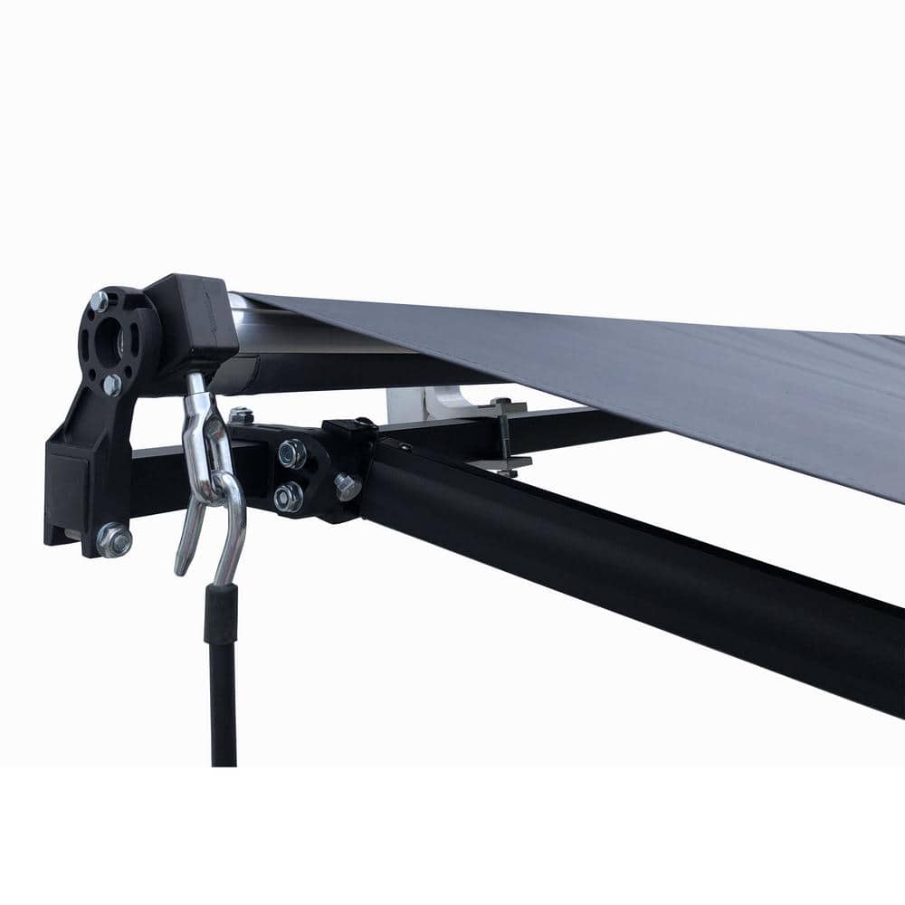 Gray Motorized Retractable Patio Awning with Black Frame