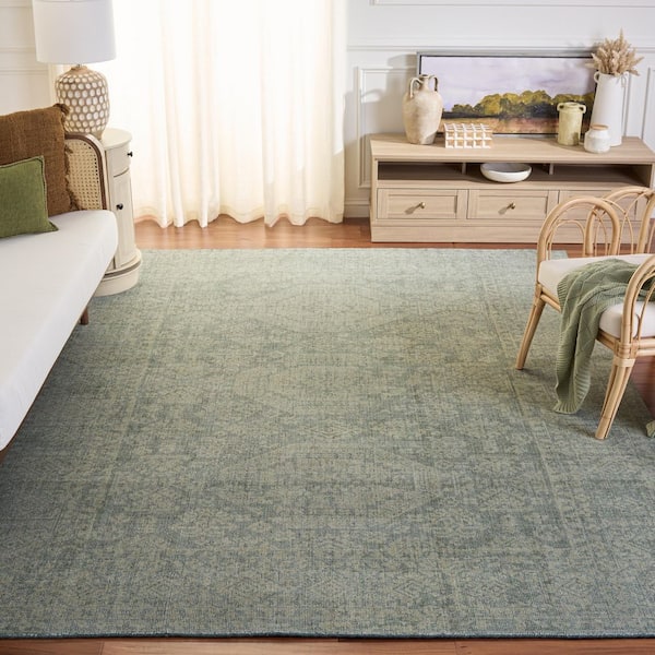 Maharaja 8 ft. x 10 ft. Sage/Green Traditional Distressed Medallion Area Rug