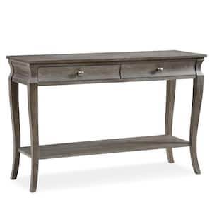 Luna 46 in. Washed Gray Standard Rectangle Wood Console Table with Drawers