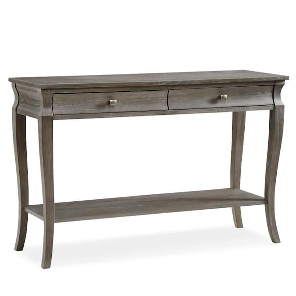 Leick Home Luna 46 in. Washed Gray Standard Rectangle Wood Console ...