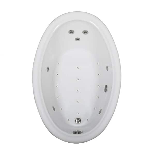Comfortflo 60 in. x 42 in. Acrylic Oval Drop-in Whirlpool and Air Bathtub with Reversible Drain in Bone