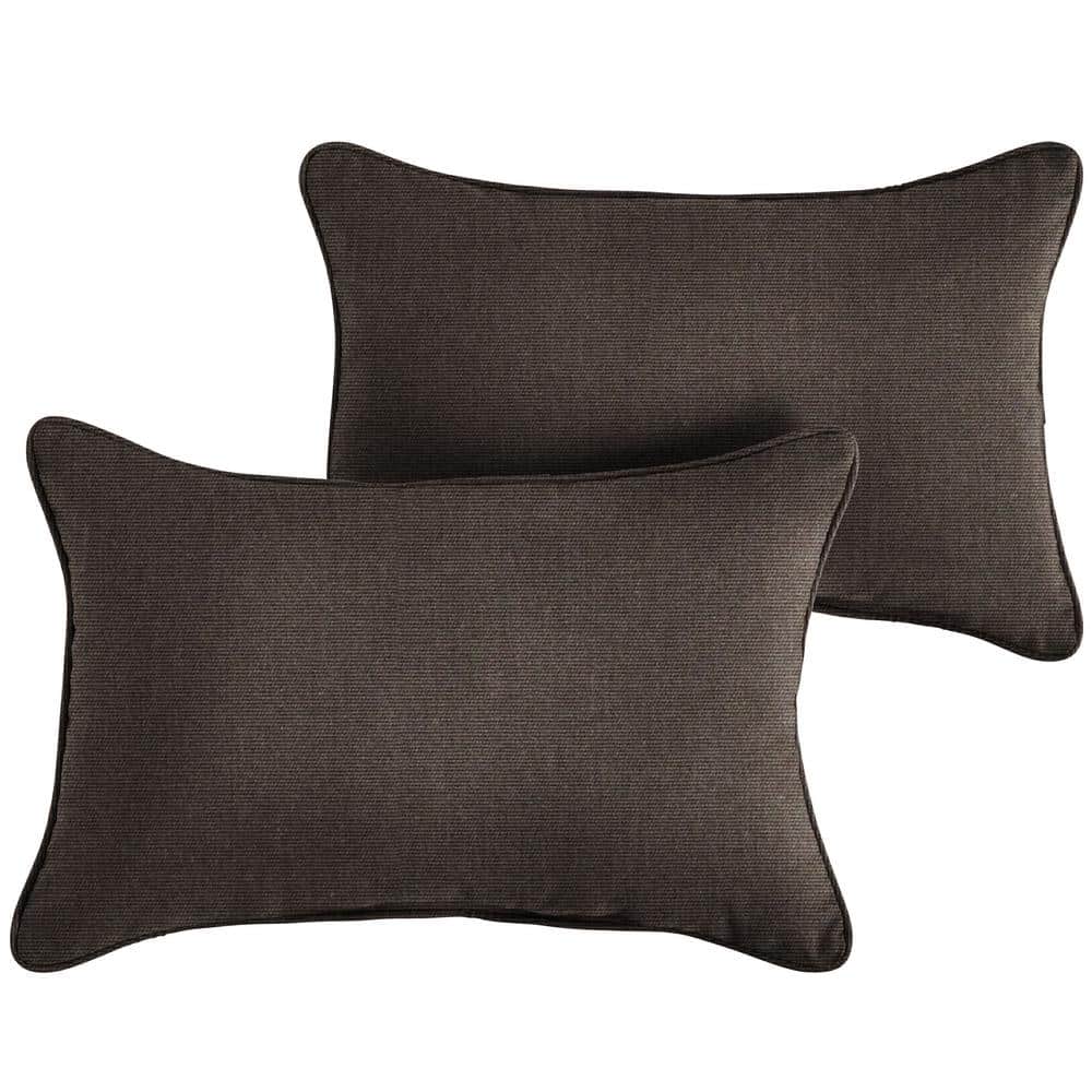 SORRA HOME Sunbrella Canvas Java Rectangle Indoor/Outdoor Lumbar Pillow ...