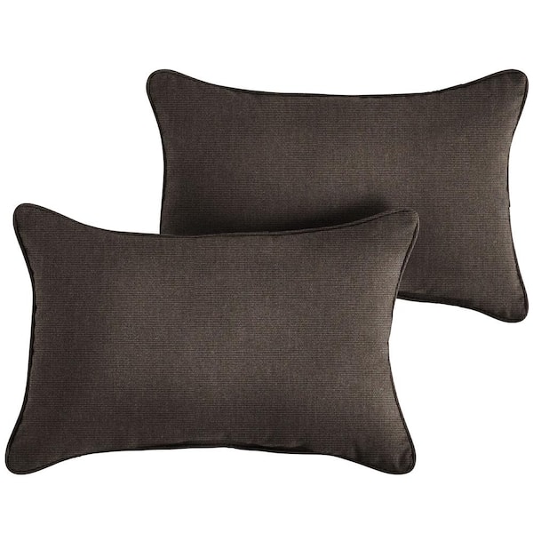 SORRA HOME Sunbrella Canvas Java Rectangle Indoor/Outdoor Lumbar Pillow (2-Pack)