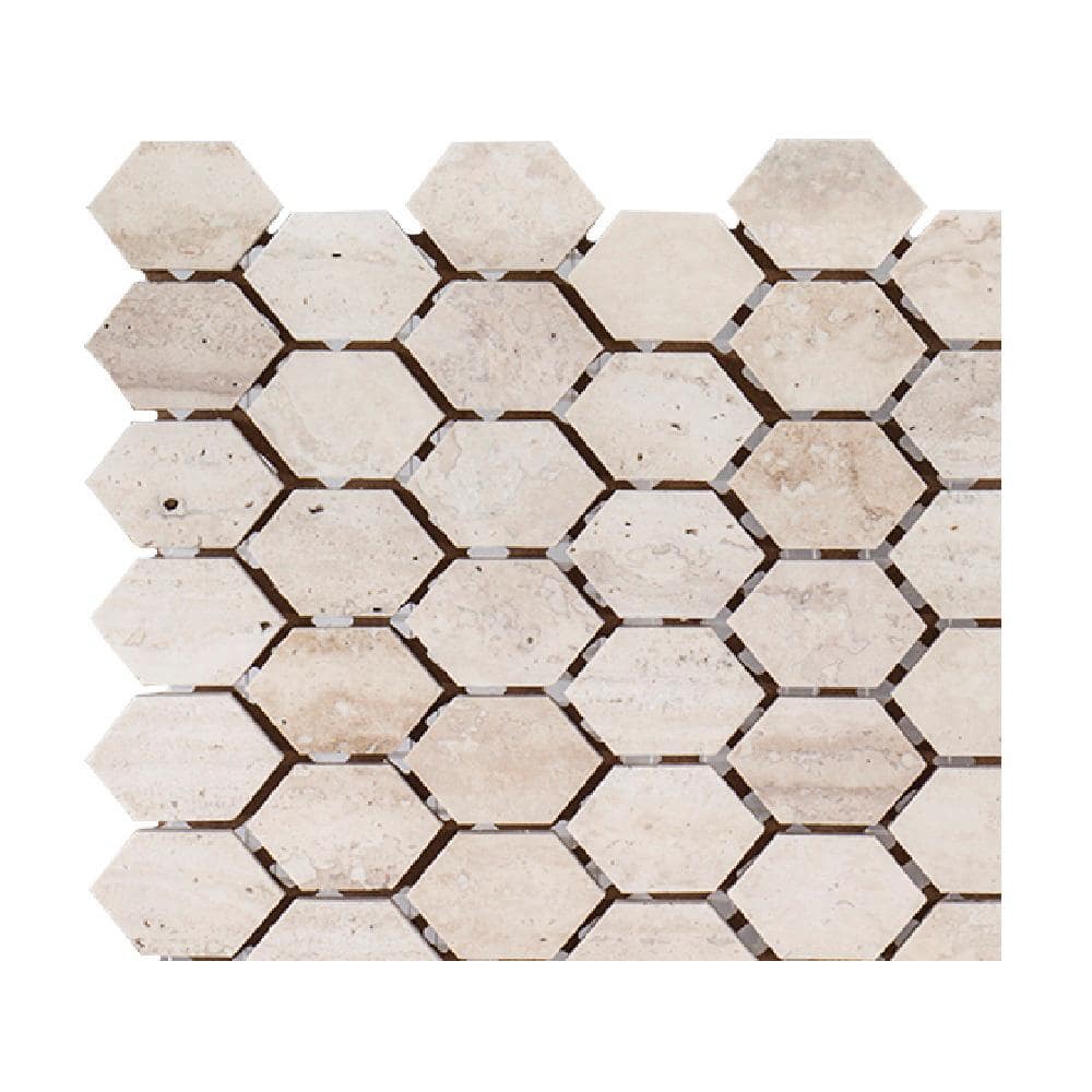 Take Home Tile Sample - Travertine Constellation Beige 4.5 in. x 4.5 in. Hexagon Honed Travertine Mosaic price history on PriceWatchPro