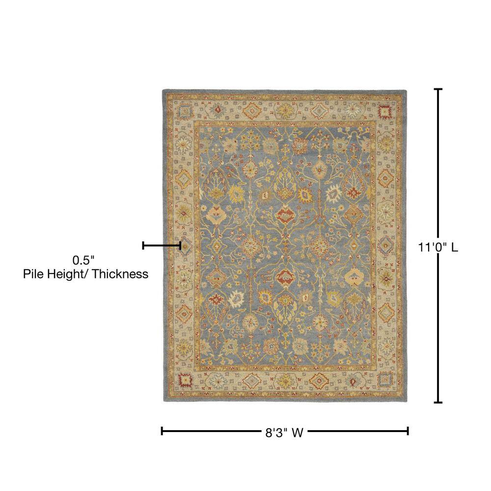 Handmade Blue and Ivory Tufted Wool Area Rug