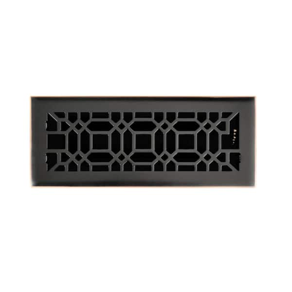 Hampton Bay Oriental 4 in. x 12 in. Steel Floor Register in Oil Rubbed Bronze