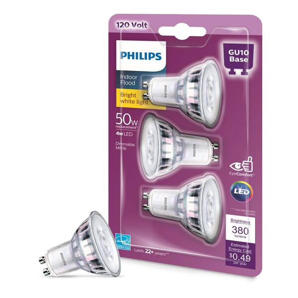 Philips 50-Watt Equivalent MR16 and GU10 Reflector LED Light Bulb ...