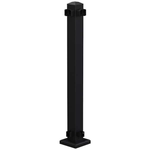 36 in. H x 5-11/16 in. W Matte Black Aluminum Deck Railing Corner Post Kit
