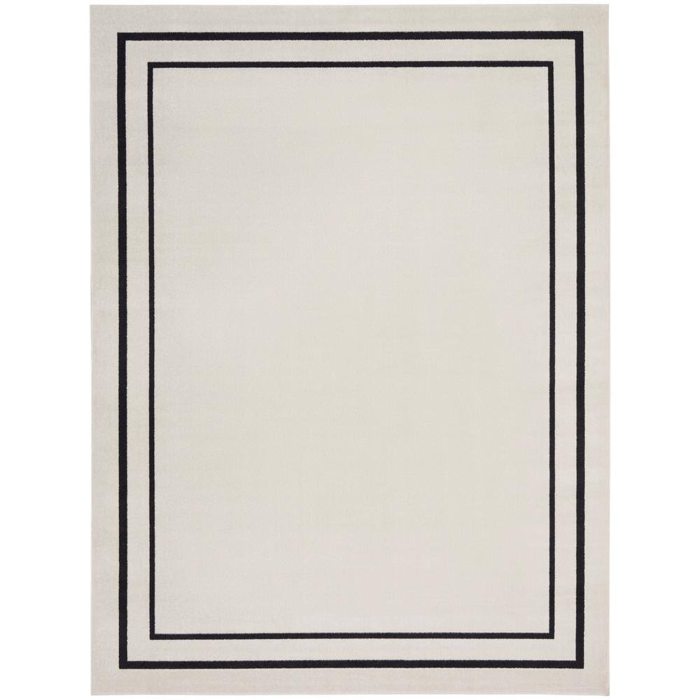 Nourison Essentials Ivory/Black 10 ft. x 14 ft. Solid Contemporary ...