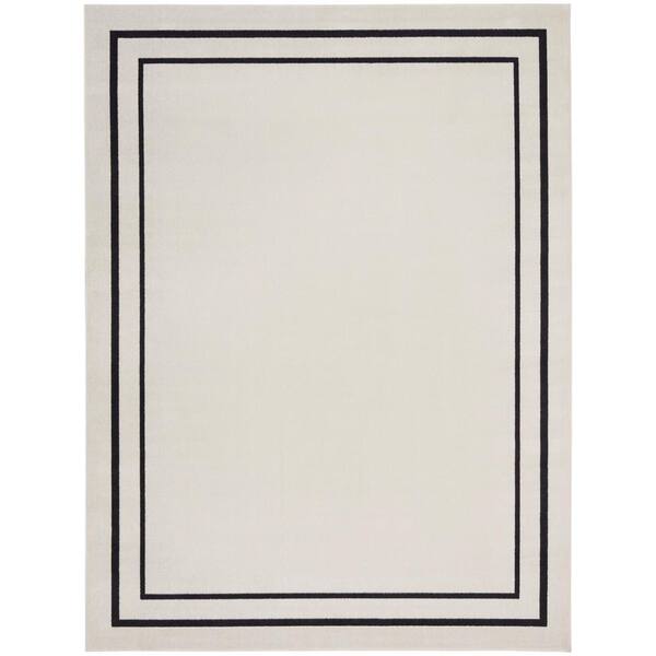 Nourison Essentials Ivory/Black 10 ft. x 14 ft. Solid Contemporary ...