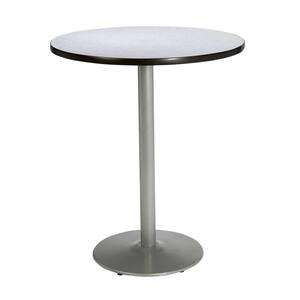 Mode 30 in. Round Grey Wood Laminate Bistro Table with Silver Round Steel Frame (Seats 2)