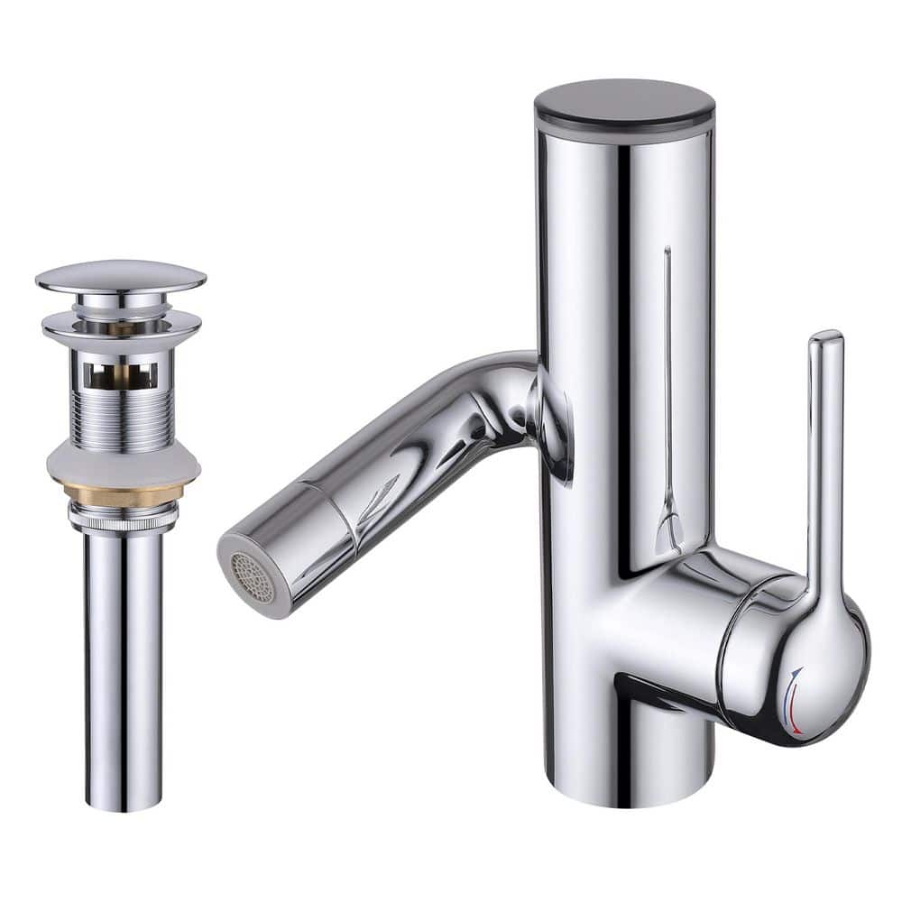 Single Handle LED Temperature Display Bathroom Faucet with Pop-Up Drain and Swivel Spout in Polished Chrome price history on PriceWatchPro