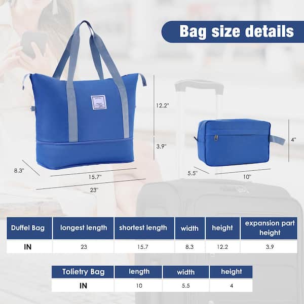 Merax 5-Piece Navy Blue Polyester Softside Spinner 25% Expandable
