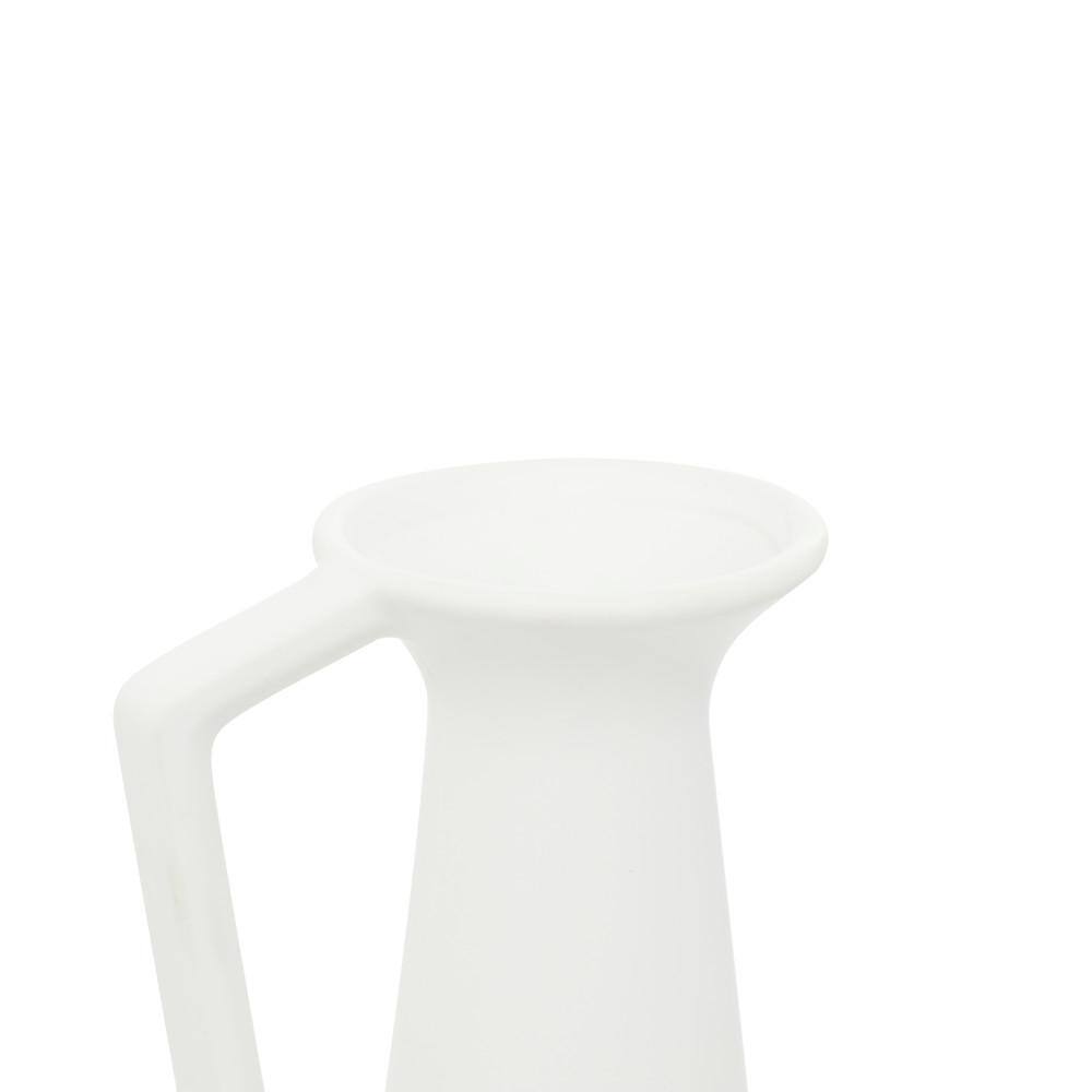 Elegant White Ceramic Vase Trio with Geometric Handles