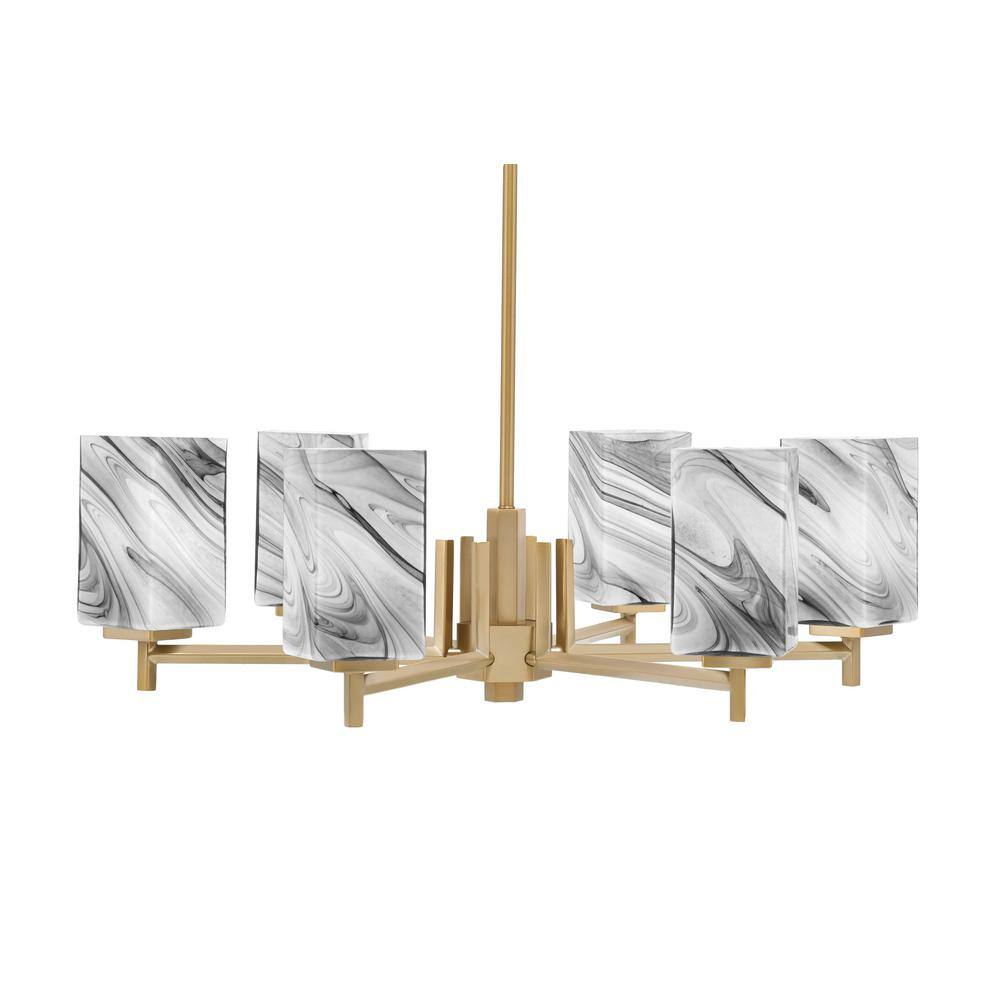 Bridgewater 24.5 in. 6-Light New Age Brass Chandelier with 3.5 in. Quare On