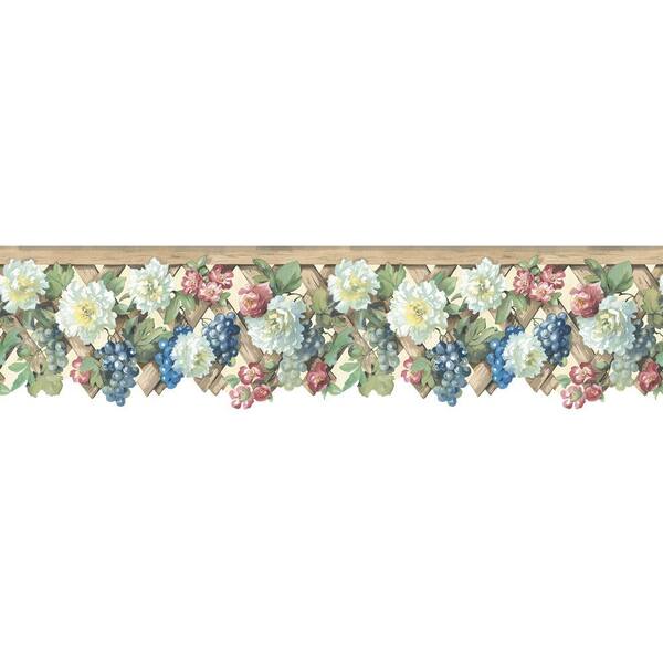 The Wallpaper Company 5.25 in. x 15 ft. Jewel Tone Floral Lattice Border